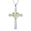 Thumbnail Image 1 of Cross Necklace 1/10 ct tw Diamonds Sterling Silver & 10K Yellow Gold