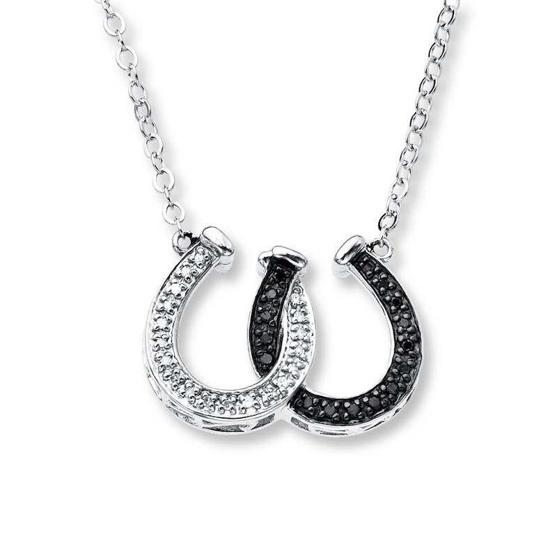 Main Image 1 of Horseshoe Necklace 1/8 ct tw Diamonds Sterling Silver