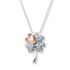 Thumbnail Image 1 of Clover Necklace 1/10 ct tw Diamonds Sterling Silver & 10K Rose Gold