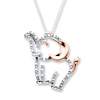 Thumbnail Image 0 of Elephant Necklace 1/20 ct tw Diamonds Sterling Silver & 10K Rose Gold
