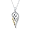 Angel Wing Necklace 1/10 ct tw Diamond Sterling Silver/10K Gold