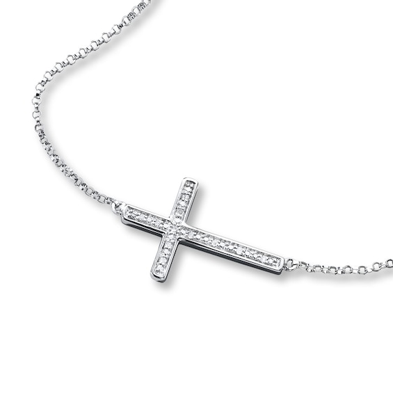 Cross Necklace Diamond Accents Sterling Silver
