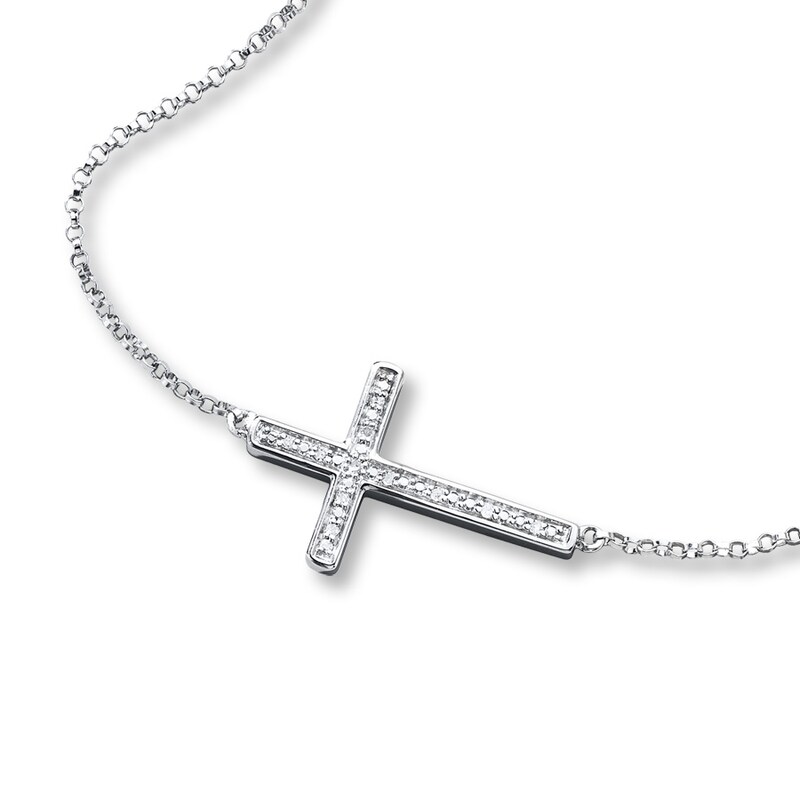 Sterling Silver Diamond Accented Cross Pendant