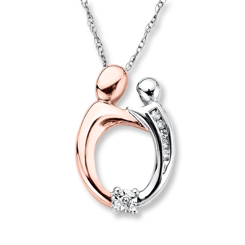 Main Image 1 of Diamond Necklace 1/20 ct tw Round-cut 10K Two-Tone Gold