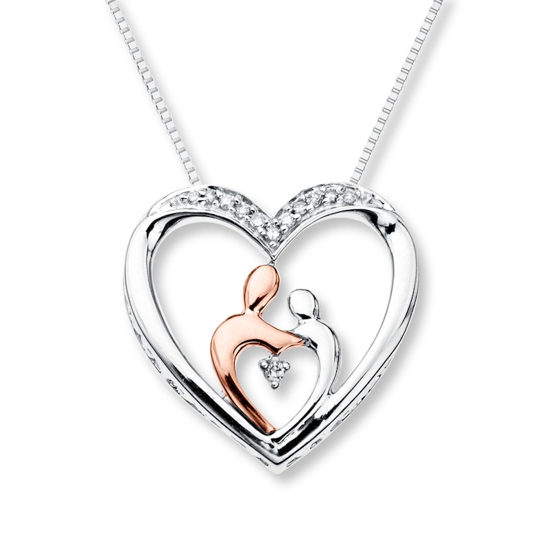 Main Image 1 of Diamond Necklace 1/20 ct tw Round-cut Sterling Silver & 10K Rose Gold