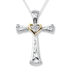 Thumbnail Image 0 of Diamond Cross Necklace 1/10 ct tw Sterling Silver & 10K Yellow Gold
