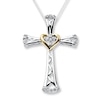 Thumbnail Image 1 of Diamond Cross Necklace 1/10 ct tw Sterling Silver & 10K Yellow Gold
