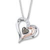 Thumbnail Image 1 of Diamond Heart Necklace 1/8 ct tw Brown/White Sterling Silver