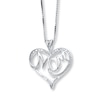 "Mom" Necklace Diamond Accents Sterling Silver 16"