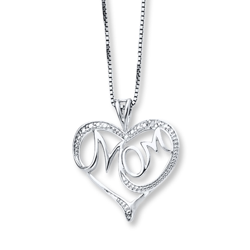 Main Image 1 of &quot;Mom&quot; Necklace Diamond Accents Sterling Silver 16&quot;