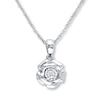 Thumbnail Image 0 of Diamond Flower Necklace 1/20 Carat Round-cut Sterling Silver