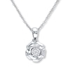 Thumbnail Image 1 of Diamond Flower Necklace 1/20 Carat Round-cut Sterling Silver