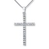 Diamond Cross Necklace 1/20 ct tw Round-cut Sterling Silver 18"