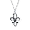 Thumbnail Image 0 of Fleur-de-Lis Necklace 1/4 ct tw Black Diamonds Sterling Silver