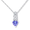 Thumbnail Image 1 of Tanzanite Heart Necklace Diamond Accents 10K White Gold