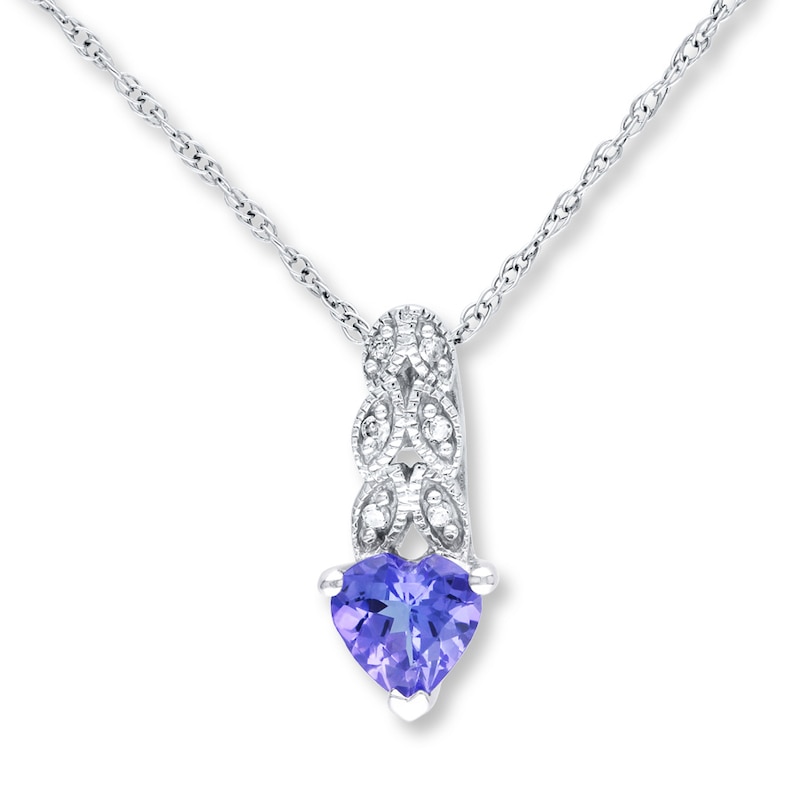 Main Image 1 of Tanzanite Heart Necklace Diamond Accents 10K White Gold