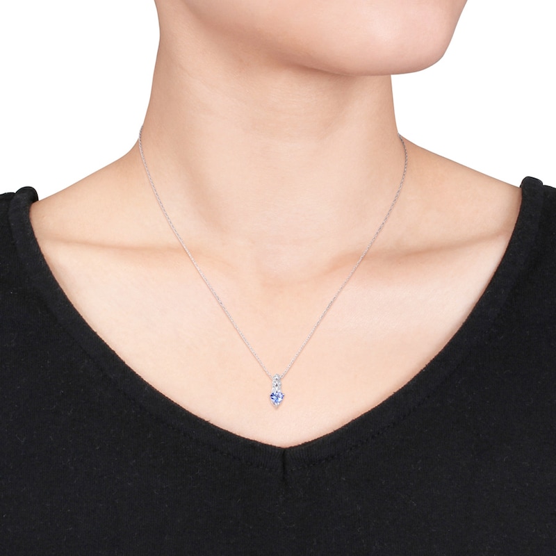 Main Image 3 of Tanzanite Heart Necklace Diamond Accents 10K White Gold