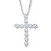 Thumbnail Image 1 of Diamond Cross Necklace 1/6 ct tw Round-cut Sterling Silver 18"