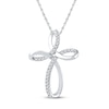 Diamond Cross Necklace 1/6 ct tw Round-cut 10K White Gold 18"