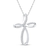 Thumbnail Image 1 of Diamond Cross Necklace 1/6 ct tw Round-cut 10K White Gold 18&quot;