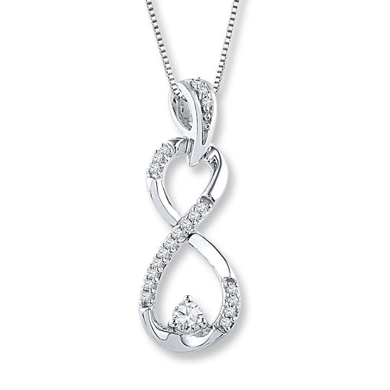Diamond Necklace 1/5 ct tw Round-cut Sterling Silver 18"