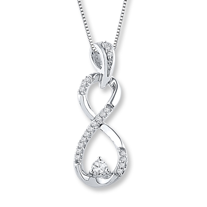Main Image 1 of Diamond Necklace 1/5 ct tw Round-cut Sterling Silver 18&quot;