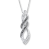 Black/White Diamond Necklace 1/10 ct tw Sterling Silver 18"