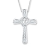 Thumbnail Image 1 of Diamond Cross Necklace 1/6 ct tw Round-cut Sterling Silver 18"