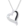 Thumbnail Image 1 of Black/White Diamond Heart Necklace 1/10 ct tw 10K White Gold 18&quot;