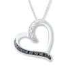 Thumbnail Image 1 of Heart Necklace Black and White Diamonds Sterling Silver 18&quot;