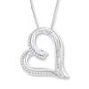 Thumbnail Image 0 of Diamond Heart Necklace 1/6 ct tw Round & Baguette Sterling Silver 18"