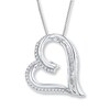 Thumbnail Image 1 of Diamond Heart Necklace 1/6 ct tw Round & Baguette Sterling Silver 18&quot;