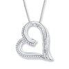 Thumbnail Image 0 of Diamond Heart Necklace 1/6 ct tw Round & Baguette Sterling Silver 18"