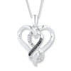 Thumbnail Image 1 of Black/White Diamond Heart Necklace 1/10 ct tw Sterling Silver 18&quot;