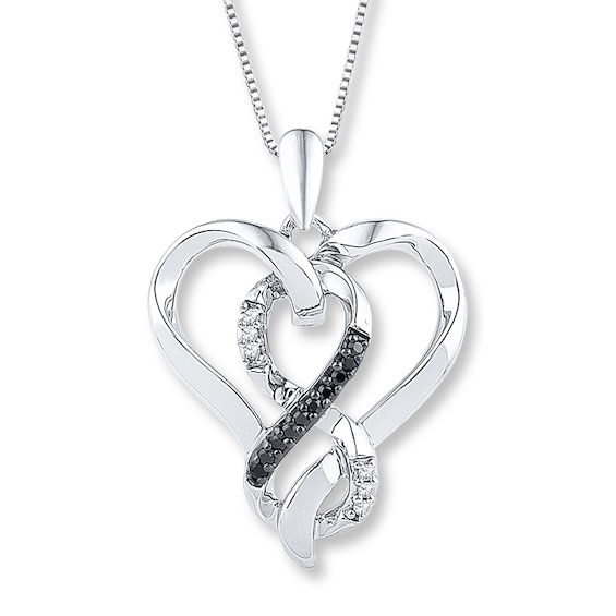 Sterling Silver 1/10 Carat T.W. Diamond Heart Lock Pendant Necklace