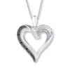 Thumbnail Image 1 of Black/White Diamond Heart Necklace Sterling Silver 18&quot;
