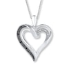 Thumbnail Image 0 of Black/White Diamond Heart Necklace Sterling Silver 18"