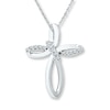 Thumbnail Image 1 of Diamond Cross Necklace 1/10 ct tw Round-cut 10K White Gold 18&quot;