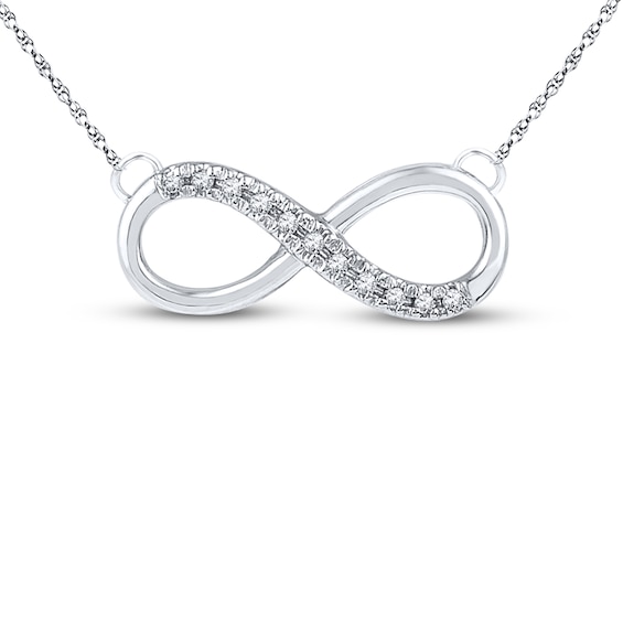 Diamond Infinity Necklace 1/20 ct tw 10K White Gold 18"