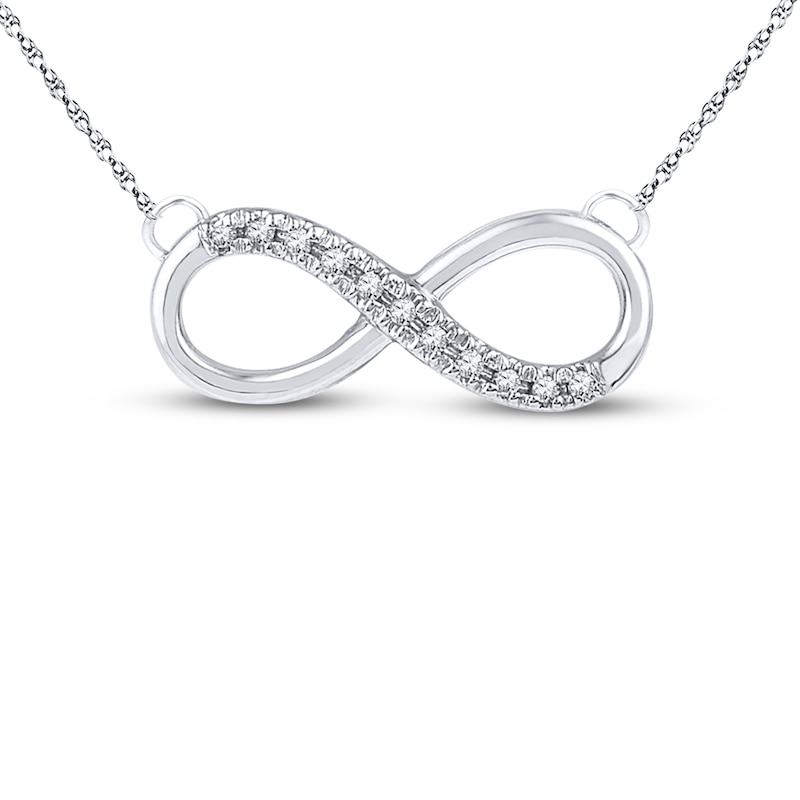 Diamond Infinity Necklace 1/20 ct tw Round-cut 10K White Gold 18"