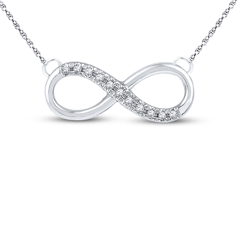 Main Image 1 of Diamond Infinity Necklace 1/20 ct tw Round-cut 10K White Gold 18&quot;