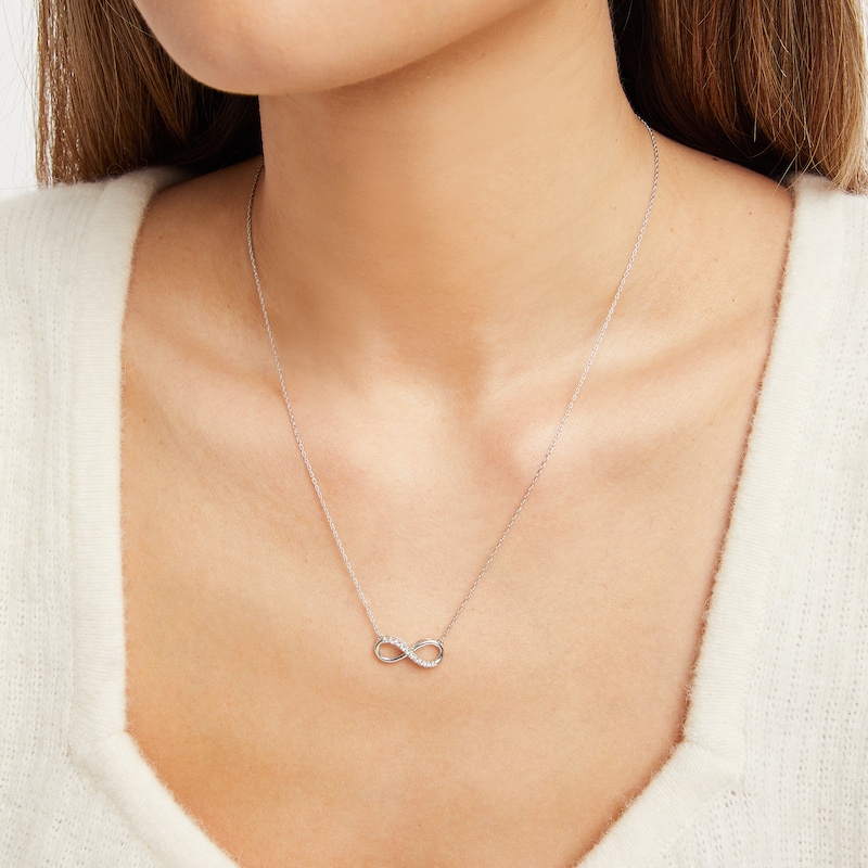 Main Image 2 of Diamond Infinity Necklace 1/20 ct tw Round-cut 10K White Gold 18&quot;