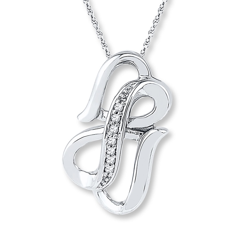 Heart/Infinity Necklace Diamond Accents 10K White Gold 18"