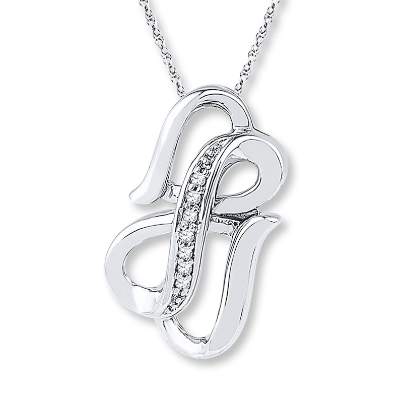 Main Image 1 of Heart/Infinity Necklace Diamond Accents 10K White Gold 18&quot;