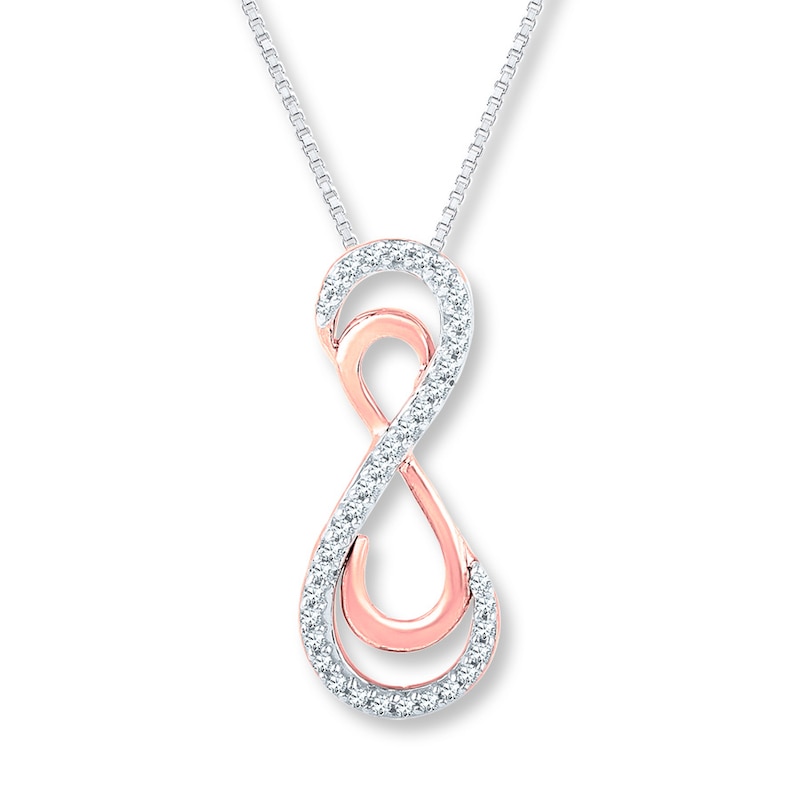 Infinity Diamond Necklace 1/8 carat tw Sterling Silver/10K Gold 18"