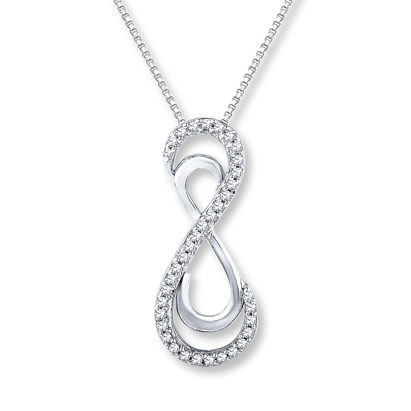 Main Image 1 of Diamond Infinity Necklace 1/8 carat tw Sterling Silver