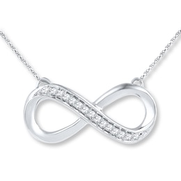 Diamond Infinity Necklace 1/10 ct tw Round-cut Sterling Silver 18&quot;