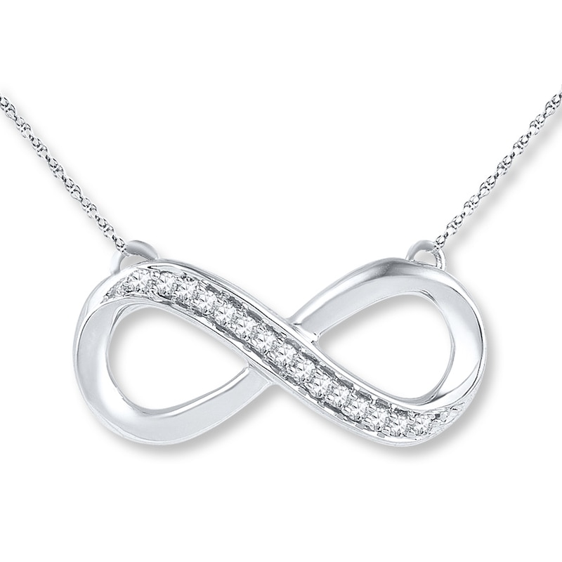 Main Image 1 of Diamond Infinity Necklace 1/10 ct tw Round-cut Sterling Silver 18&quot;