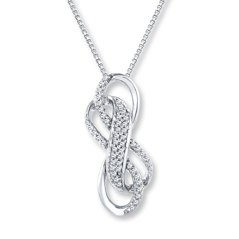 Double Infinity Necklace 1/5 ct tw Diamonds Sterling Silver 18"