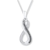 Black/White Diamond Infinity Necklace 1/6 ct tw Sterling Silver 18"